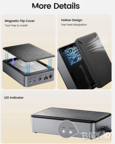 ORICO Персонално облачно съхранение, мрежово свързано съхранение, 3.5-инчов корпус за твърд диск, снимка 4 - Друга електроника - 54132000