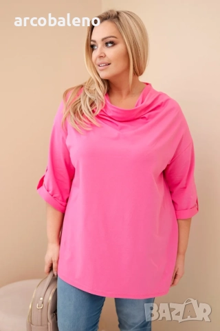 Дамска блуза Plus Size, свободна кройка, 14цвята, снимка 11 - Блузи с дълъг ръкав и пуловери - 52951310