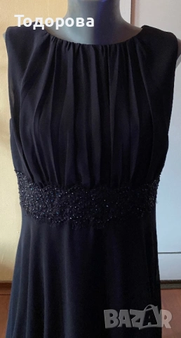 Тъмносиня рокля без ръкав, шифон, с подплата., снимка 2 - Рокли - 54098230