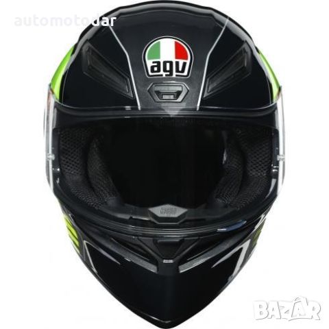 Каска за мотор AGV K1 POWER GUNMETAL/WHITE/GREEN, снимка 2 - Аксесоари и консумативи - 46766248