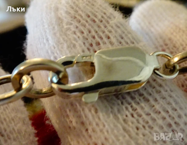 Сребърно колие 925,циркони,цветя,39 грама. , снимка 4 - Колиета, медальони, синджири - 50594336