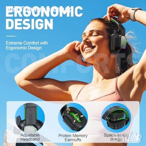 Нови Гейминг слушалки с микрофон LED 2.4GHz Bluetooth PS5 PC геймъри, снимка 6 - Слушалки и портативни колонки - 52877402