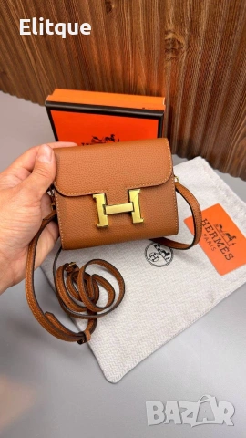 чанта с отделение за монети от естествена кожа hermes , снимка 2 - Чанти - 54220592