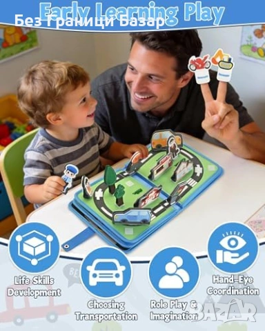 Нова Montessori busy book превозни средства 10 стр тихо занимание 1-3г, снимка 3 - Образователни игри - 53646114