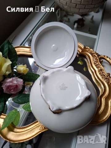 Луксозна Порцеланова Кутия (Бонбониера) с Позлата и Капак, снимка 5 - Антикварни и старинни предмети - 51858068