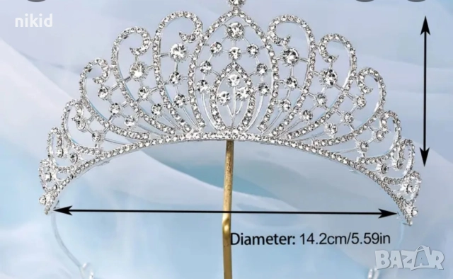 Пръснато ветрило метална корона тиара дамска детска , снимка 3 - Аксесоари за коса - 52069995