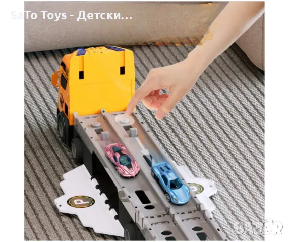 Трансформиращ се голям детски камион с рампа и колички, снимка 3 - Коли, камиони, мотори, писти - 50020790