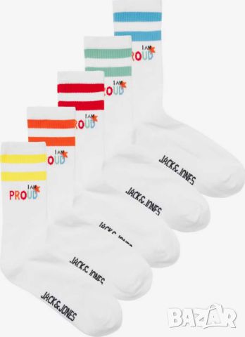 Мъжки чорапи с принт Jack & Jones, 72% памук, 26% полиестер, 5 чифта, снимка 1 - Мъжки чорапи - 45694968