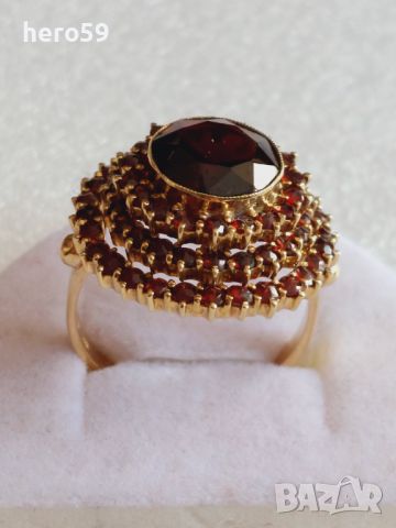 Дамски златен пръстен с гранати(злато 333), снимка 10 - Пръстени - 46474700