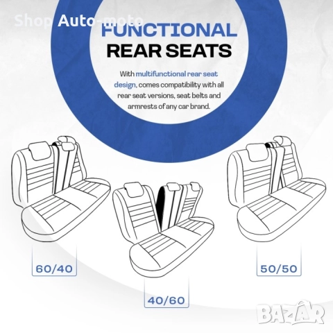 К-т Луксозна Тапицерия Automat-OTOM, Текстил с еко кожа, GTI SPORTS Design, Черна със син шев, снимка 13 - Аксесоари и консумативи - 52793404