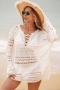 Дамска плажна рокля в бяло с дълъг ръкав, снимка 1 - Рокли - 44976504