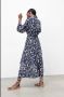 Zara-L-Дълга рокля в синьо и екрю, снимка 1 - Рокли - 45402980