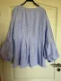 Wow Нова разкошна елегантна  блуза туника  рае синьо бяло буфан ръкав, снимка 3