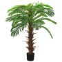 vidaXL Изкуствена сагова палма със саксия, 140 см, зелена(SKU:336307