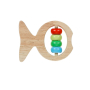 Дървена дрънкалка, рибка с цветни пръстени, 11х7см, снимка 1 - Образователни игри - 44938460