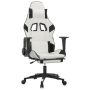 vidaXL Масажен гейминг стол с опора за крака Бял-черно изкуствена кожа, снимка 1 - Столове - 45674336
