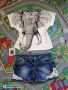 Сет дънкови панталонки и топ Esmara M, снимка 1 - Къси панталони и бермуди - 45362028