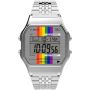 Часовник Timex T80 34 mm – сребрист цвят с Pride Ranbow и гривна от неръждаема стомана, снимка 1