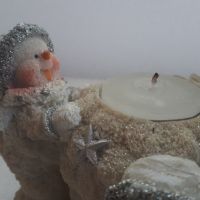 Декоративен свещник с 3 зимни човечета/ангелчета, снимка 4 - Други - 45083601