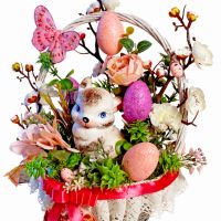 Великденска декорация # 5. Украса за Великден в кошница - 32 см, снимка 2 - Декорация за дома - 45493351