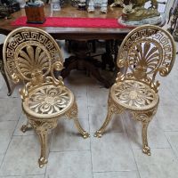 Уникален чифт антикварни месингови градински столове , снимка 7 - Антикварни и старинни предмети - 45540225
