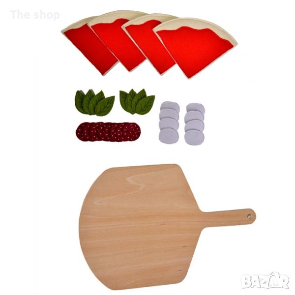 Дървен кухненски комплект - Пица с дъска за рязане (004), снимка 1