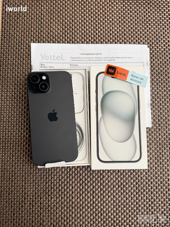 100% Батерия❗️36М ГАР! 📛 iPhone 15❗️ Лизинг от 19€/мес ❗️Black черен 128гб , снимка 1