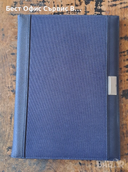 папка луксозна за документи син с кожа без/с цип Марксман Marksman Размер А4, снимка 1