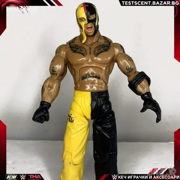 Екшън фигура WWE Rey Mysterio Рей Мистерио Deluxe Aggression Black & Yellow VERY RARE Jakks Pacific , снимка 1