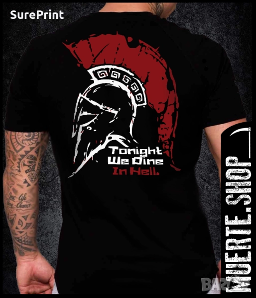 Черна тениска с щампа TONIGHT WE DINE IN HELL, снимка 1