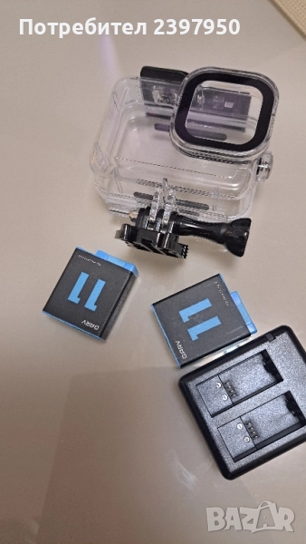 GoPro аксесуари: две батерии със зарядно и кейс за гмуркане , снимка 1
