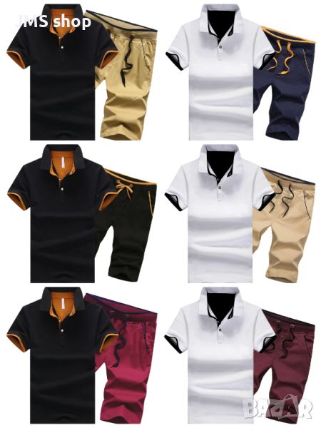 Мъжки летен комплект от две части, къси панталони и риза, 9цвята , снимка 1