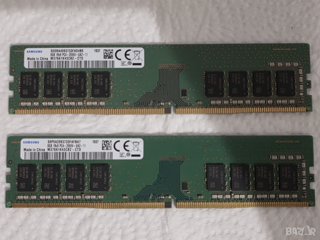 16GB DDR4 Samsung 2x8 GB M378A1K43CB2 - памет за настолен компютър, снимка 1