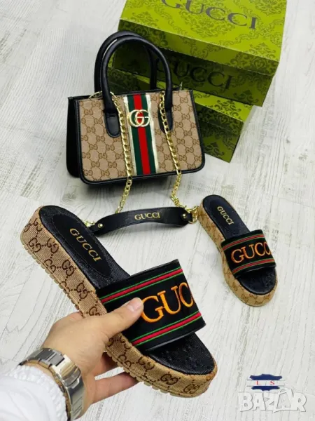 дамски чехли и чанта gucci , снимка 1