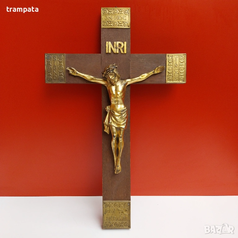 НАЙ ДОБРАТА ОФЕРТА 50см. Кръст , разпятие , исус от дърво и метал, снимка 1