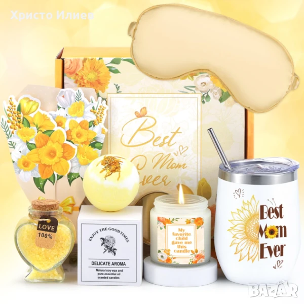 Спа комплект Подаръчна кутия 7 части Термо Чаша Комплект за вана Ароматна Свещ, снимка 1