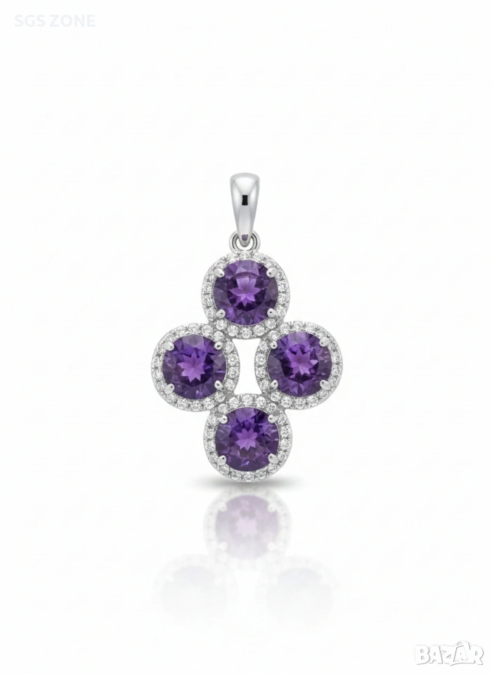 Сребърна висулка със аметист или цитрин💛💜, снимка 1