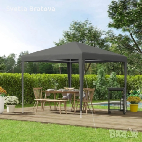 Сгъваема градинска шатра 3x3 м – Здрава метална конструкция, регулируема височина и защита от слънце