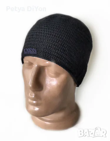 Плетена тънка мъжка шапка от пачук в черно