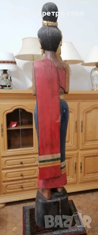 Старинна дърворезба на Тайландска жена .Често се поставя на входовете като приветствен жест. , снимка 6 - Антикварни и старинни предмети - 51420191