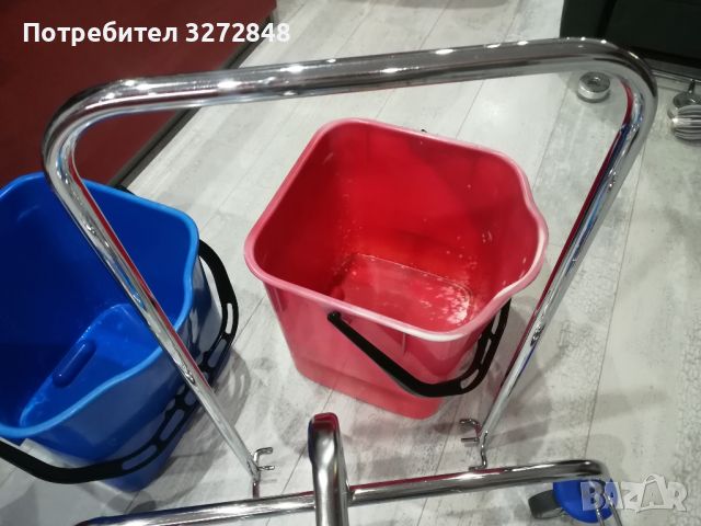 Професионална почистваща количка от хромирана стомана и 2х25л кофи, снимка 16 - Обзавеждане за заведение - 45744257