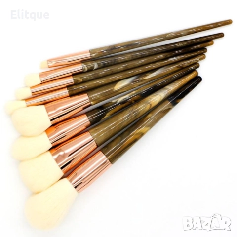 Стилен комплект от 8 броя чеки за грим с дръжки тъмен мрамор HZS28, снимка 3 - Други - 52830538