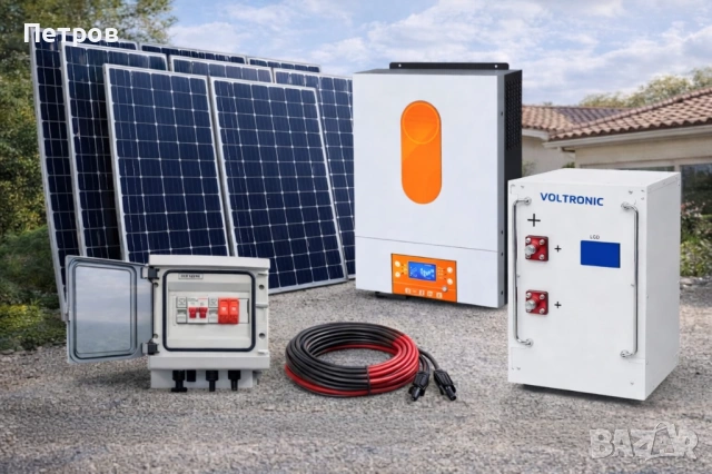 Домашна соларна система.Хибриден инвертор MPPT 12kw Lifepo4,8 панела.