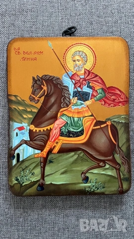 Икона Св. Мина на кон 243 мм x 188 мм x 15 мм