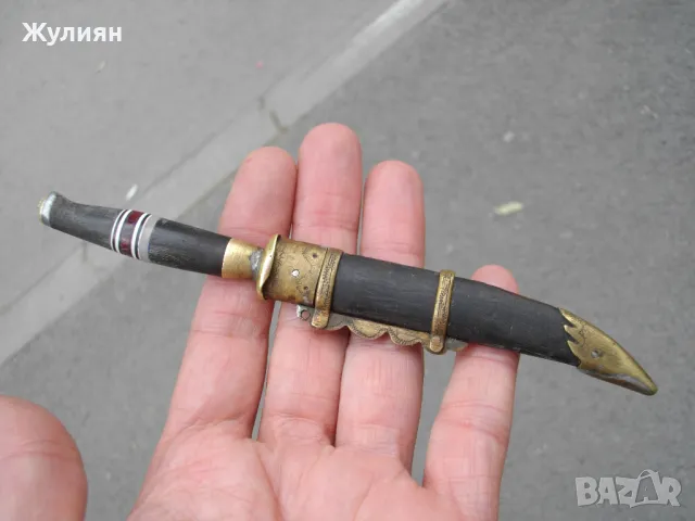 СТАР БАЛКАНСКИ НОЖ НОЖЧЕ ЧИРЕНИ И КАНИЯ БИВОЛСКИ РОГ , снимка 2 - Антикварни и старинни предмети - 50403684