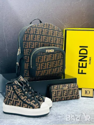 дамски комплект кецове, раница/ чанта  и портмоне fendi , снимка 9 - Чанти - 48455637