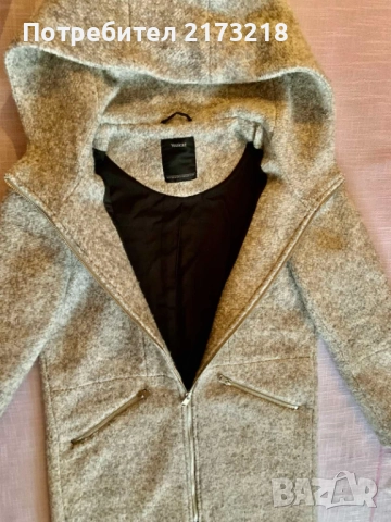 дамско палто - с качулка - сив цвят, снимка 3 - Палта, манта - 52661218