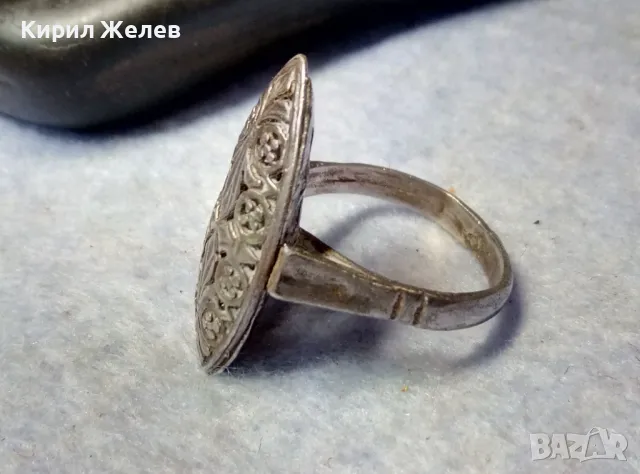 СТАРИНЕН ФЛОРАЛЕН АЖУРЕН СРЕБЪРЕН ПРЪСТЕН СРЕБРО ВИСОКА ПРОБА РЪЧНА МАЙСТРОСКА ИЗРАБОТКА 49304, снимка 7 - Антикварни и старинни предмети - 49957829