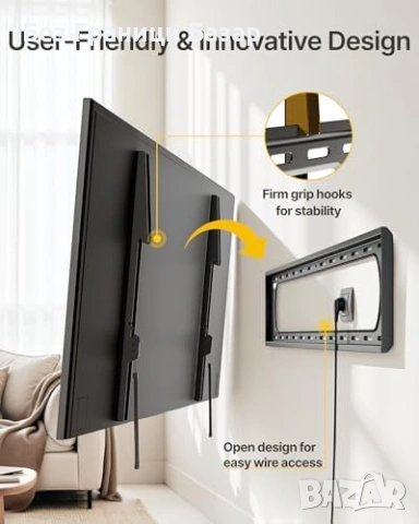 Нова Фиксирана стенна стойка за голям ТВ до 120" VESA 900x600 136кг, снимка 4 - Стойки, 3D очила, аксесоари - 53530095