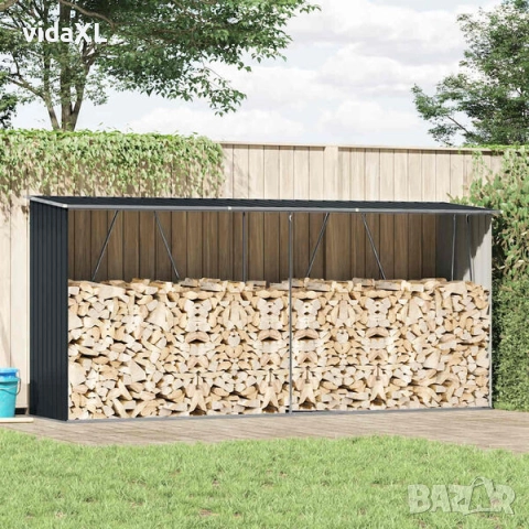 vidaXL Навес за дърва, поцинкована стомана, 330x84x152 см（SKU:47085）, снимка 2 - Други - 52981461